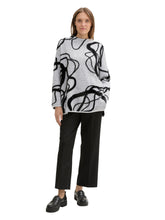 Load image into Gallery viewer, TOM TAILOR KNIT PULLOVER FEATHERYARN MIX grey geometric knit
