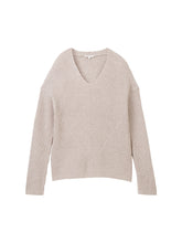 Afbeelding in Gallery-weergave laden, TOM TAILOR KNIT PULLOVER WITH V-NECK dusty beige melange
