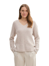 Afbeelding in Gallery-weergave laden, TOM TAILOR KNIT PULLOVER WITH V-NECK dusty beige melange
