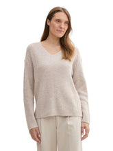 Afbeelding in Gallery-weergave laden, TOM TAILOR KNIT PULLOVER WITH V-NECK dusty beige melange
