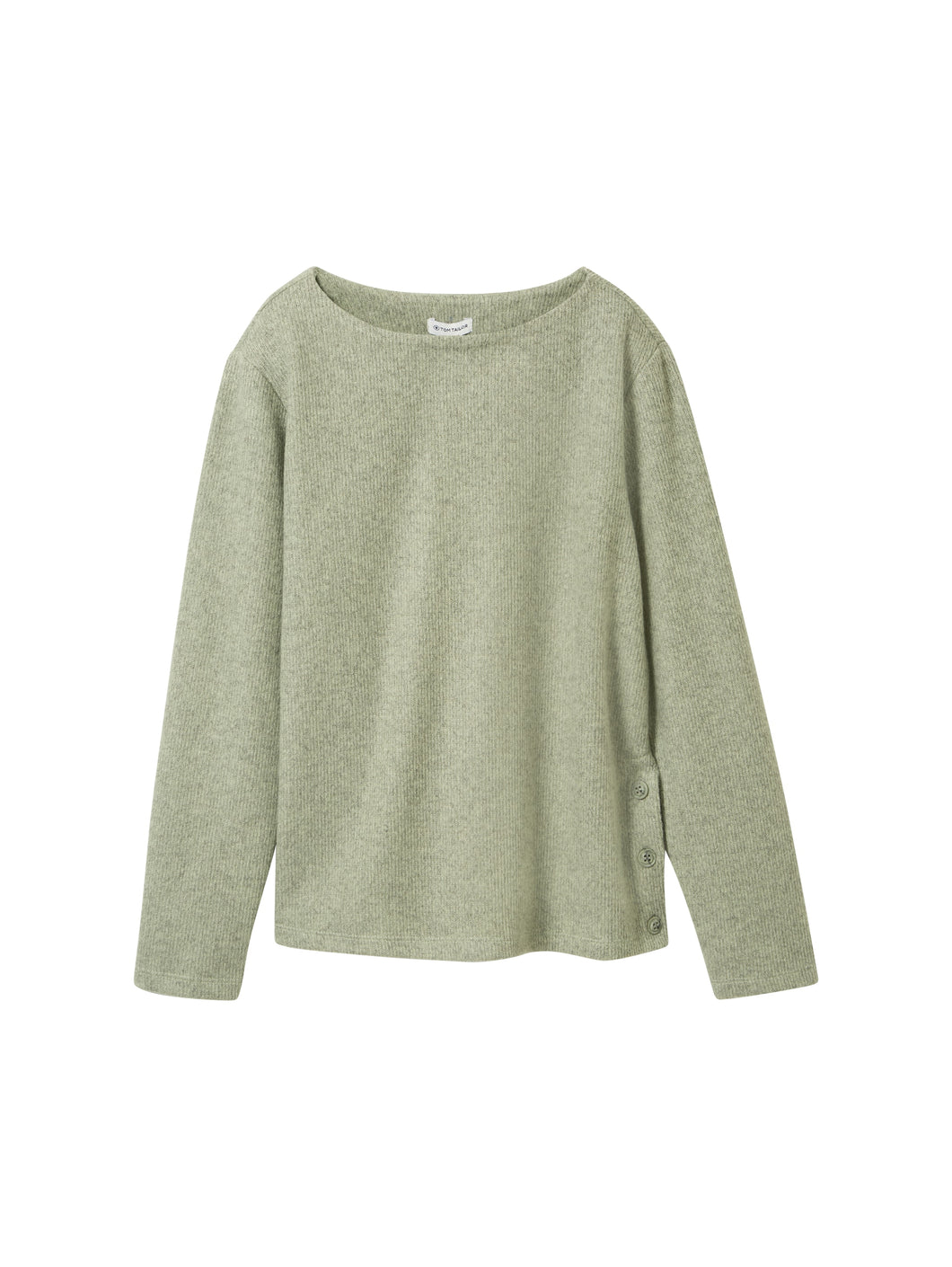 TOM TAILOR SWEATSHIRT COSY RIB pure sage melange