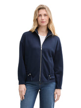 Afbeelding in Gallery-weergave laden, TOM TAILOR SWEATJACKET STAND UP COLLAR sky captain blue
