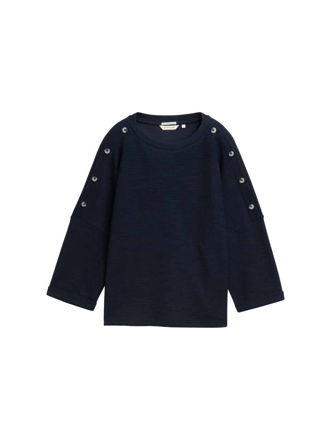 TOM TAILOR T-SHIRT WITH BUTTONS sky captain blue