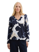 Afbeelding in Gallery-weergave laden, TOM TAILOR SHIRT V-NECK ALLOVERPRINTED big floral shapes design
