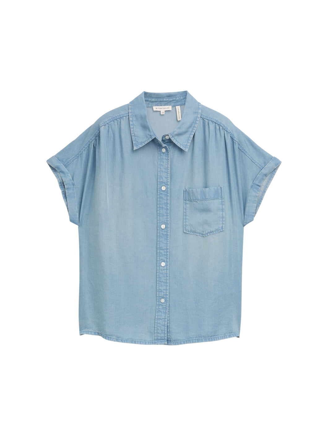 TOM TAILOR BLOUSE DENIM LOOK clean mid stone blue
