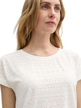 Afbeelding in Gallery-weergave laden, TOM TAILOR T-SHIRT AJOUR CREW NECK whisper white
