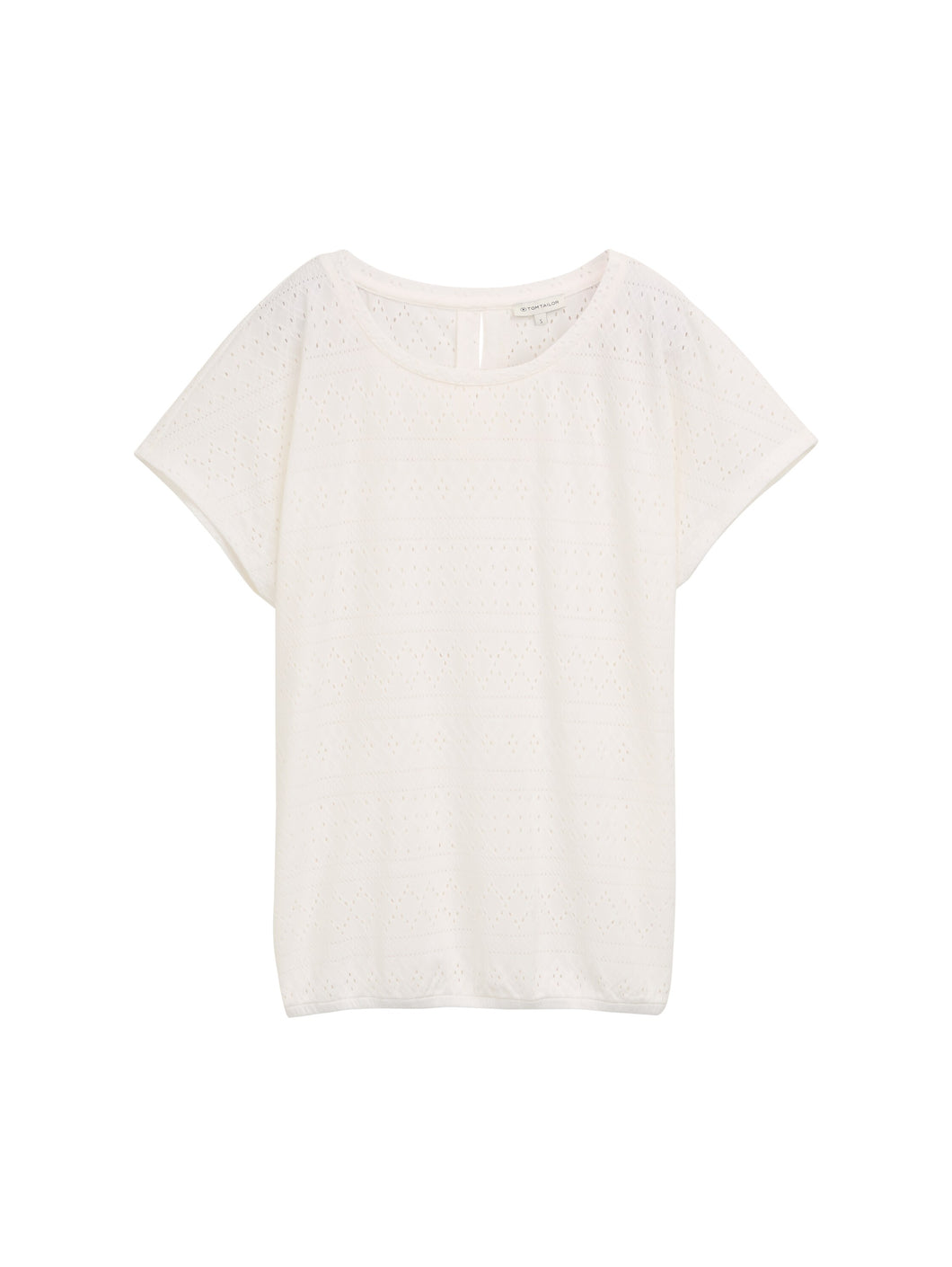 TOM TAILOR T-SHIRT AJOUR CREW NECK whisper white