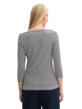 Afbeelding in Gallery-weergave laden, TOM TAILOR T-SHIRT STRIPED LONGSLEEVE offwhite navy regular
