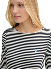 Afbeelding in Gallery-weergave laden, TOM TAILOR T-SHIRT STRIPED LONGSLEEVE offwhite navy regular
