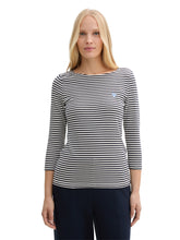 Afbeelding in Gallery-weergave laden, TOM TAILOR T-SHIRT STRIPED LONGSLEEVE offwhite navy regular
