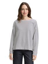 Afbeelding in Gallery-weergave laden, TOM TAILOR SWEATSHIRT STRIPED BOATNECK eclipse blue offwhite stripe
