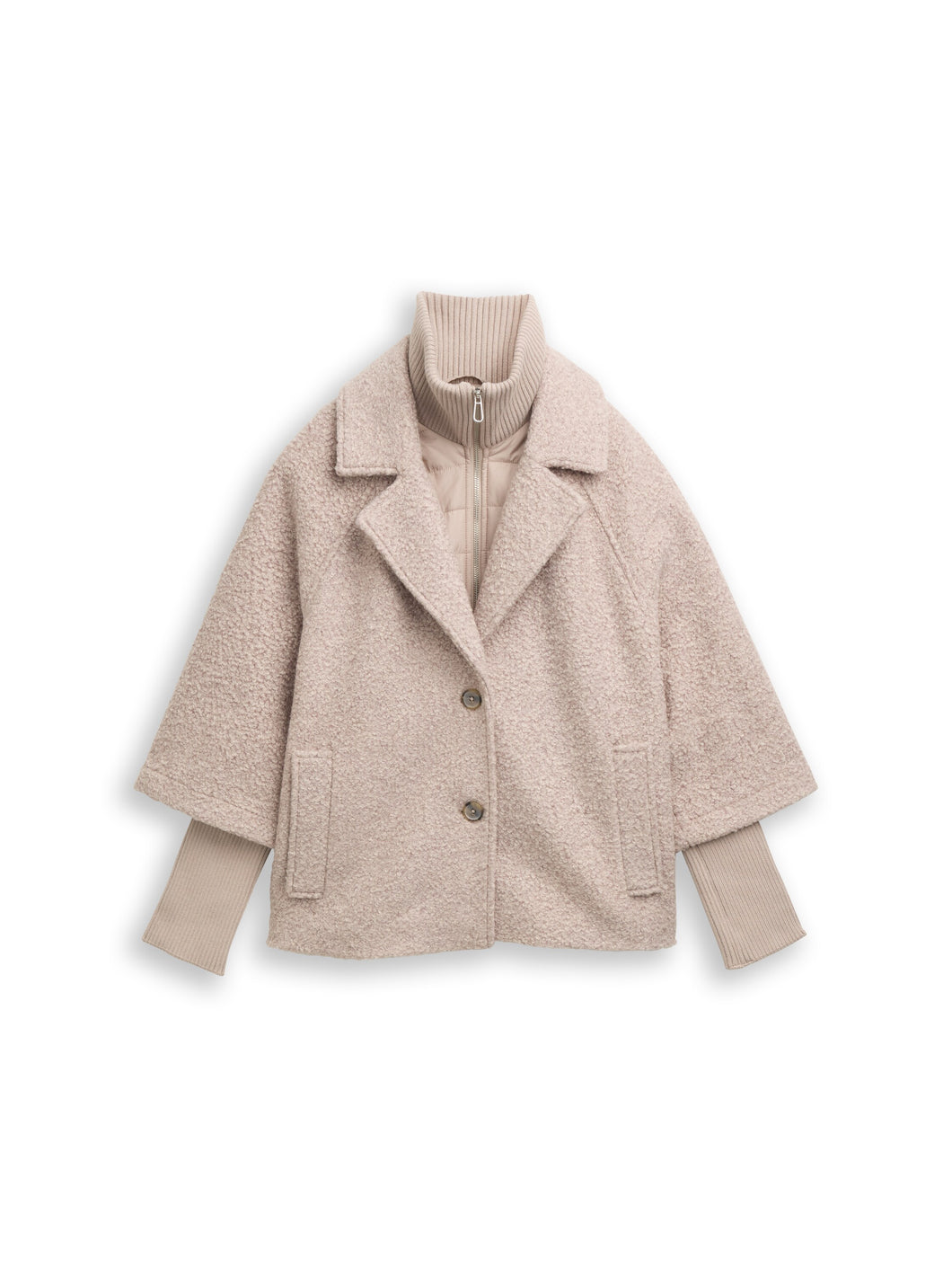 TOM TAILOR BOUCLÉ CAPE JACKET beige melange