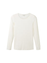 Afbeelding in Gallery-weergave laden, TOM TAILOR T-SHIRT RIBBED CREW NECK whisper white

