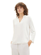 Afbeelding in Gallery-weergave laden, TOM TAILOR T-SHIRT FABRIC MIX BLOUSE whisper white
