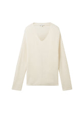 Afbeelding in Gallery-weergave laden, TOM TAILOR KNIT V-NECK PULLOVER soft beige solid

