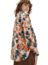 Afbeelding in Gallery-weergave laden, TOM TAILOR PRINTED BLOUSE WITH COLLAR grey orange tie dye floral
