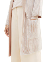 Afbeelding in Gallery-weergave laden, TOM TAILOR KNIT STRIPED RIB CARDIGAN offwhite beige plaited rib
