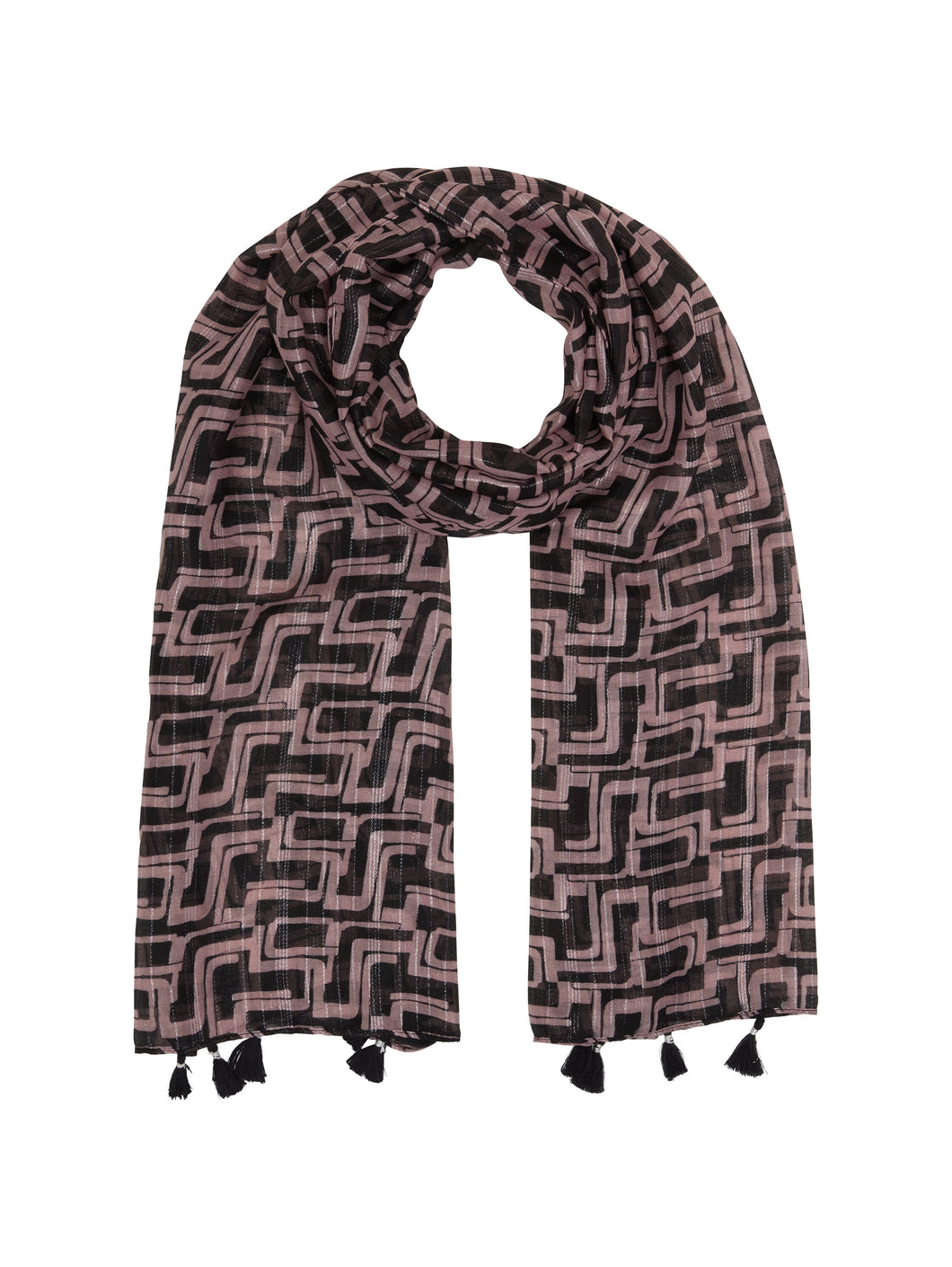 TOM TAILOR PRINTED SCARF WITH LUREX black lilac abstract design