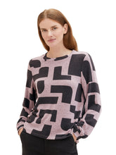 Afbeelding in Gallery-weergave laden, TOM TAILOR T-SHIRT CHECK mauve black geometric
