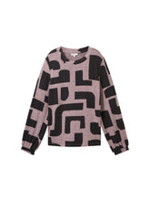 Afbeelding in Gallery-weergave laden, TOM TAILOR T-SHIRT CHECK mauve black geometric

