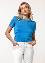 Load image into Gallery viewer, TRAMONTANA TOP JERSEY LACE S/S aqua
