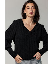 Afbeelding in Gallery-weergave laden, TRAMONTANA TOP STRUCTURE V-NECK black
