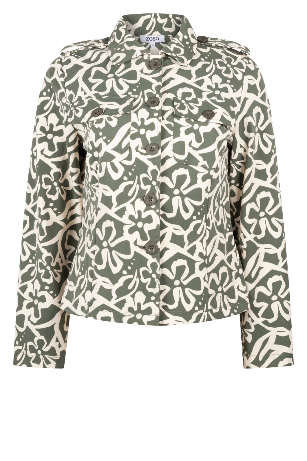 ZOSO MAGGY PRINTED TRAVEL JACKET green/ivory