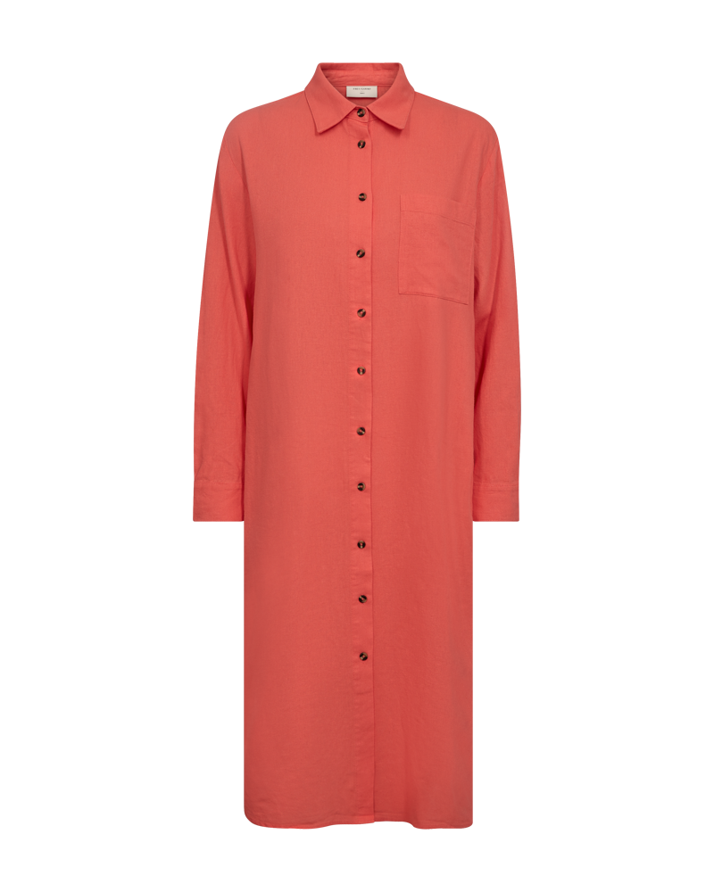 FREEQUENT SHIRT DRESS LAVA hot coral