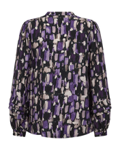 Afbeelding in Gallery-weergave laden, FREEQUENT BLOUSE MALONA black w. heliotrope
