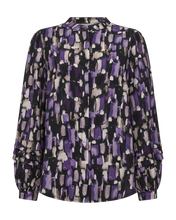 Afbeelding in Gallery-weergave laden, FREEQUENT BLOUSE MALONA black w. heliotrope
