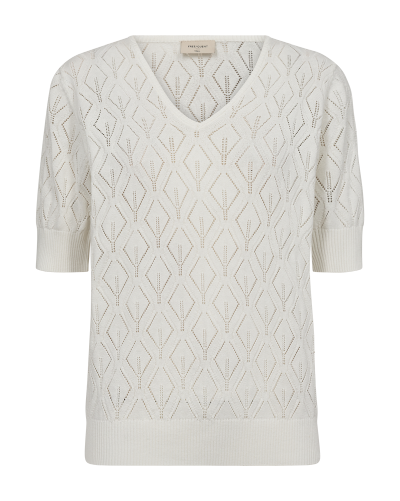 FREEQUENT PULLOVER DODO WAFFLE PATTERN V-NECK off white