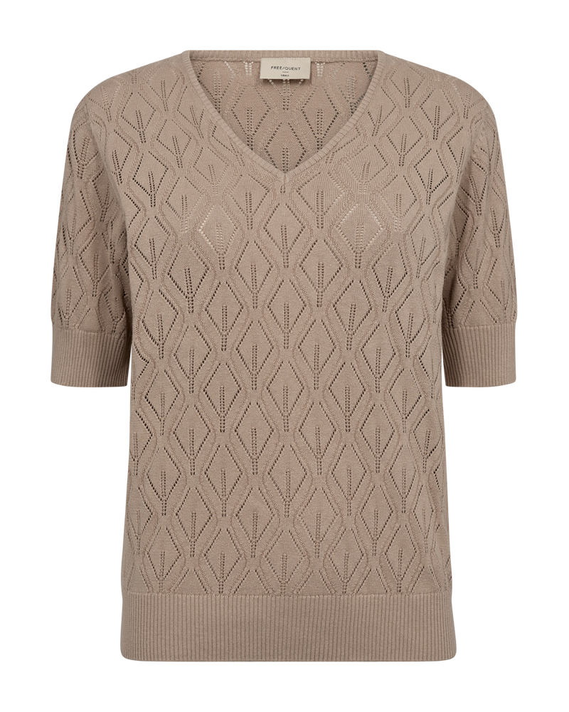 FREEQUENT PULLOVER DODO WAFFLE PATTERN V-NECK simply taupe