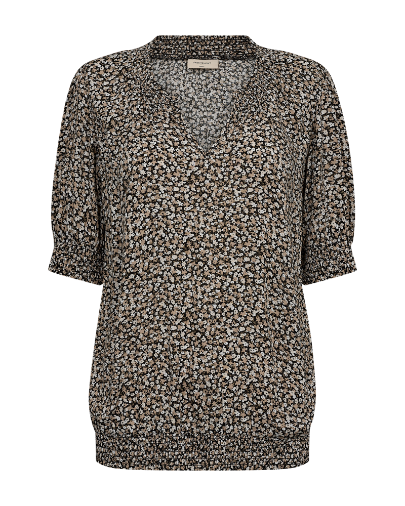 FREEQUENT BLOUSE ADNEY simply taupe w. black