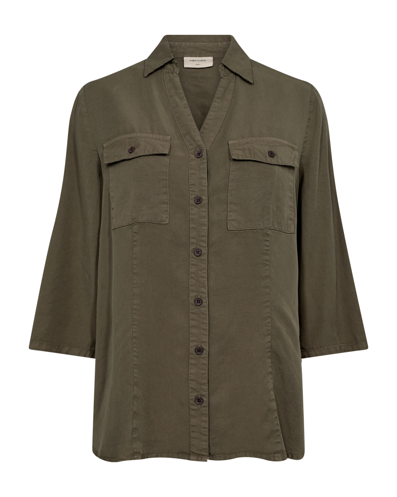 FREEQUENT BLOUSE CARLY SHIRT WITH POCKET dusty olive