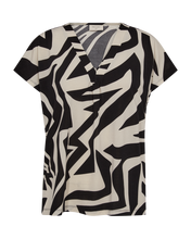 Load image into Gallery viewer, FREEQUENT SHIRT FLOI WITH V-NECK moonbeam w. black
