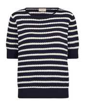 Load image into Gallery viewer, FREEQUENT PULLOVER DODO PATTERN&amp;STRIPES navy blazer w. tofu
