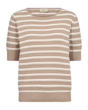 Load image into Gallery viewer, FREEQUENT PULLOVER DODO PATTERN &amp;STRIPES simply taupe w. tofu
