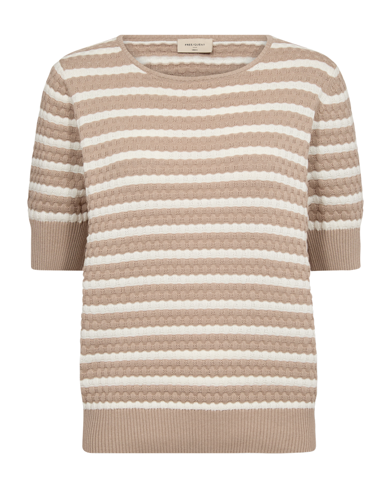 FREEQUENT PULLOVER DODO PATTERN &STRIPES simply taupe w. tofu