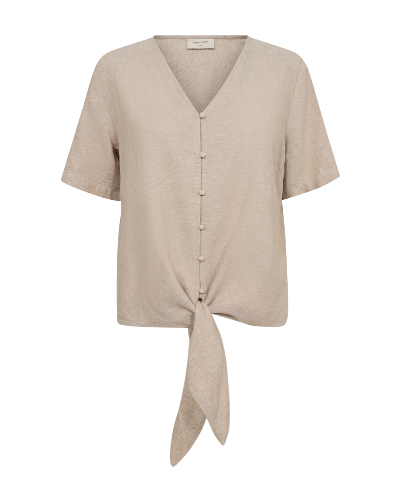 FREEQUENT BLOUSE WITH TIE LAVA sand melange