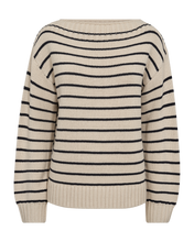 Afbeelding in Gallery-weergave laden, FREEQUENT BRETON STRIPE PULLOVER COTLA moonbeam w. navy blazer
