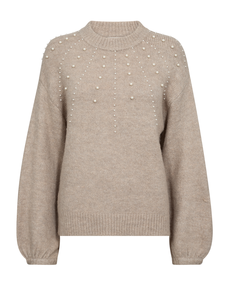 FREEQUENT PULLOVER PEARL DETAIL AT FRONT simply taupe melange