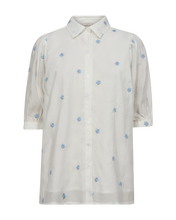Load image into Gallery viewer, FREEQUENT BLOUSE STREAM ALL OVER EMBROIDERY FABRIC brilliant white w. chambray
