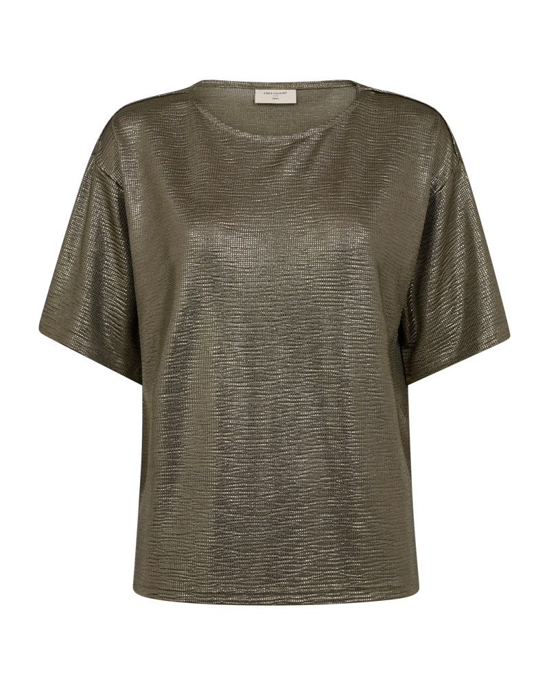 FREEQUENT SHIRT SATINA METALLIC TEE deep lichen green