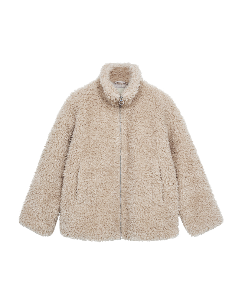 FREEQUENT JACKET SLEEPY FAUX FUR W. ZIPPER moonbeam