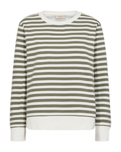 Afbeelding in Gallery-weergave laden, FREEQUENT PULLOVER FIFFI STRIPED SWEATSHIRT off white w. deep lichen green
