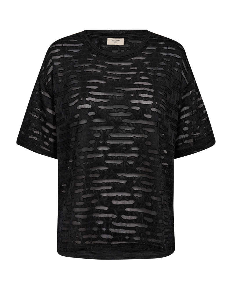 FREEQUENT SHIRT RIA STRUCTURED MESH black