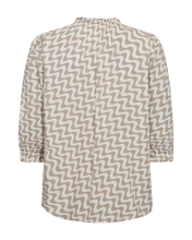 Load image into Gallery viewer, FREEQUENT BLOUSE ADNEY WITH STRINGS star off-white w. simply taupe
