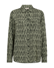 Afbeelding in Gallery-weergave laden, FREEQUENT BLOUSE ADNEY PRINTED deep lichen green w. black
