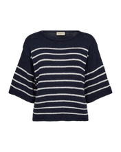 Load image into Gallery viewer, FREEQUENT GRANDE PULLOVER TAPE YARN STRIPED navy blazer w. brilliant white
