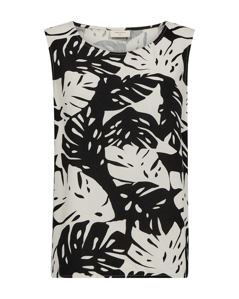 FREEQUENT TOP LAVISCO ALL OVER PRINT moonbeam w. black